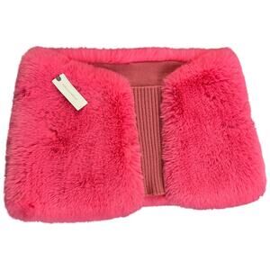 Maeve Anthropologie Electric Fuschia Pink Dopamine Knit Faux Fur Wrap Scarf OS